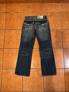MEK Straight-Leg Dark Blue Denim Jeans with Embroidered Back Pockets